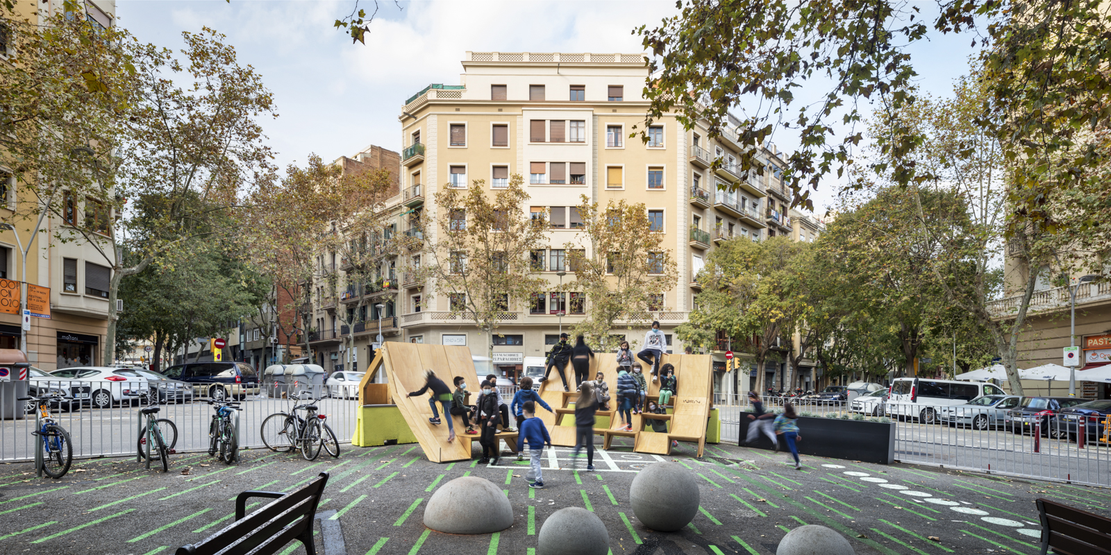 Public space with children playing